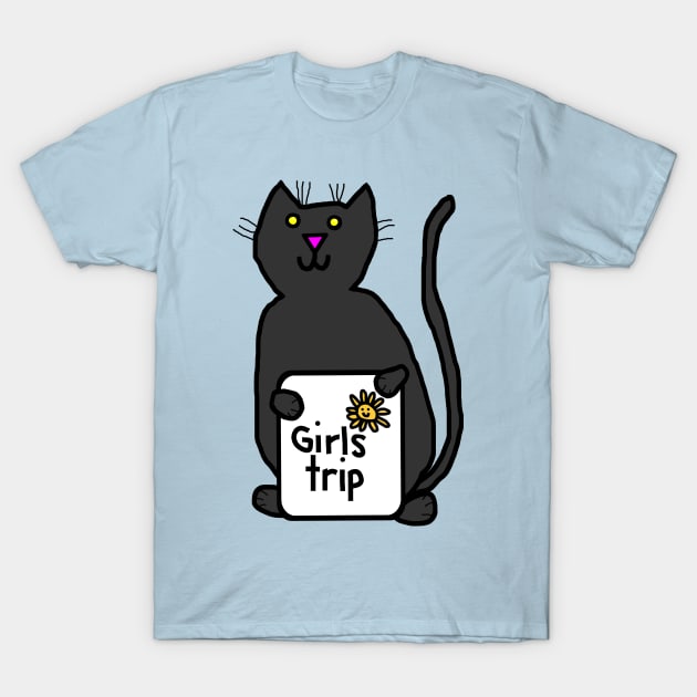 Cute Cat goes on Girls Trip T-Shirt by ellenhenryart